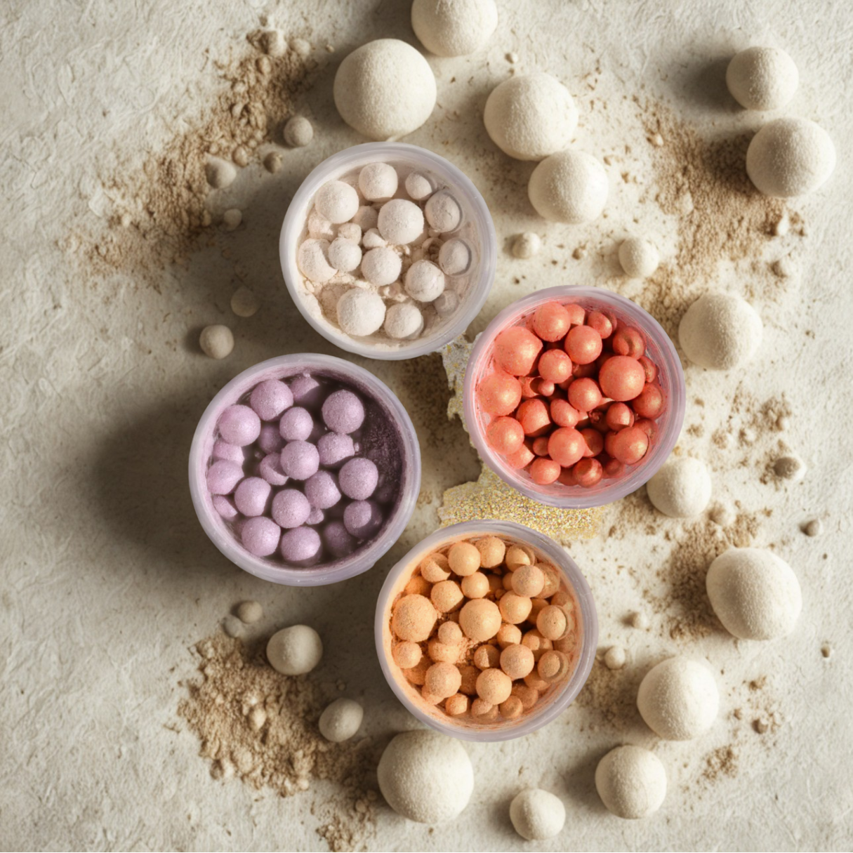 Kit de 4 Perlas (Violeta, Oro, Cobre y Blanco)
