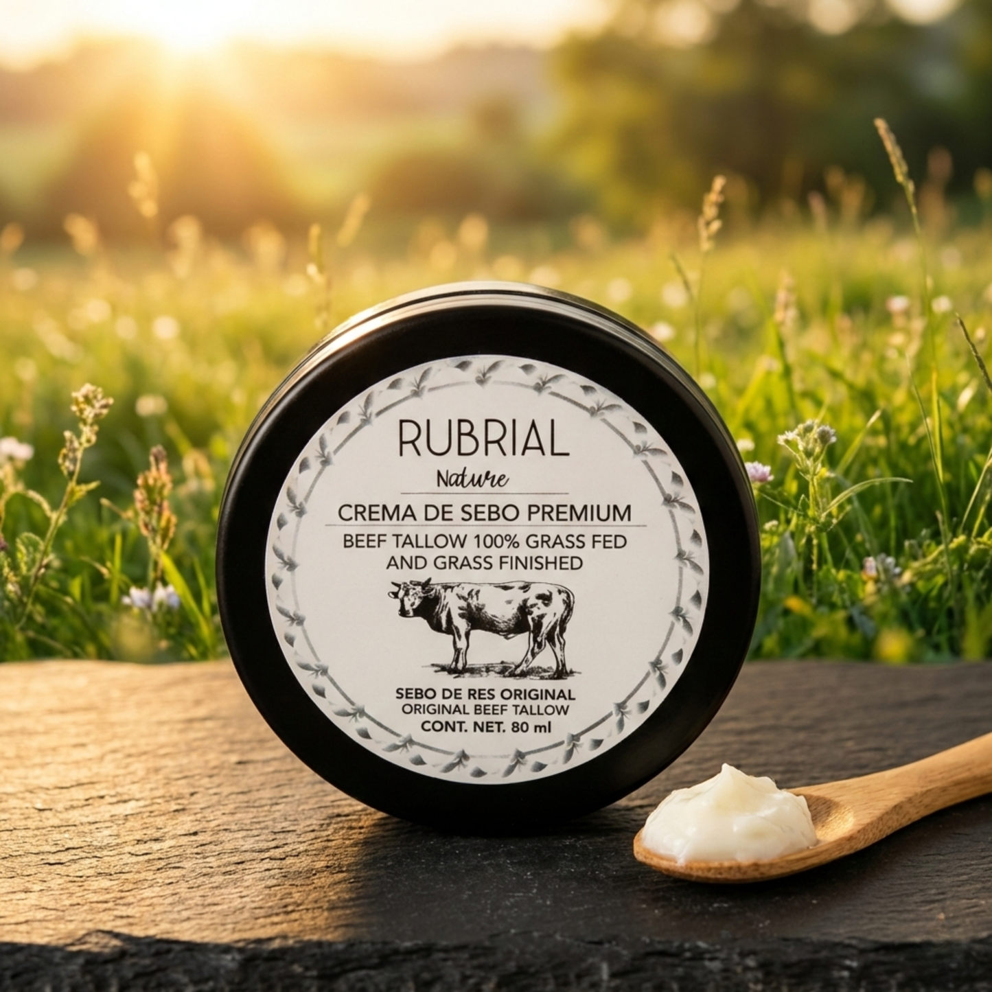 Grass-Fed Beef Tallow Moisturizer - Regenerative Cream with Tepezcohuite & Rosehip - 80ml